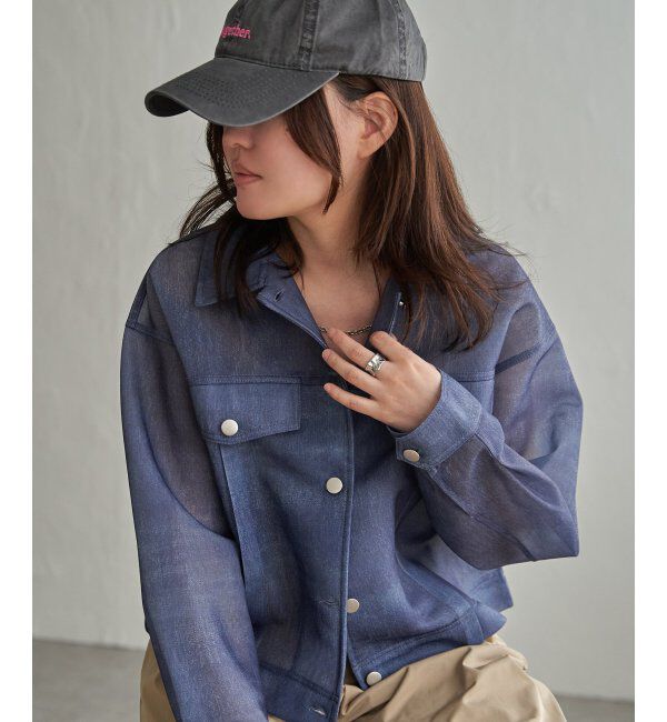 VENCE share style「シアーダンボールデニムプリントGジャン」|ブルゾン・スタジャン|