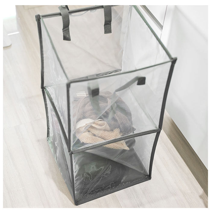 BACKYARD FAMILY「ランドリーバスケット 折りたたみ 通販 スリム 折り畳み 洗濯かご おしゃれ 洗濯カゴ メッシュ」|トイレタリー・ランドリーグッズ|