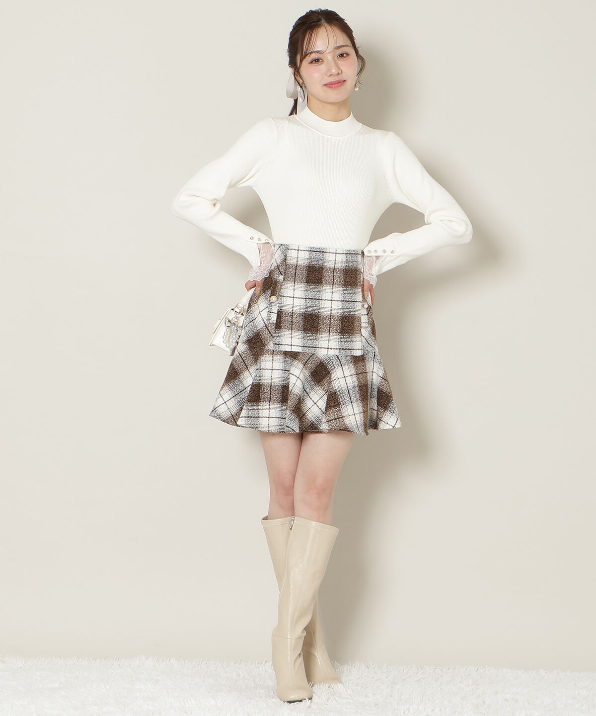 WILLSELECTION「袖口レースハイネックリブニット」|ニット・セーター|