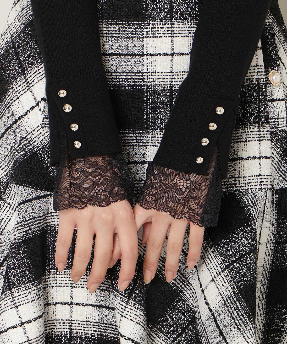 WILLSELECTION「袖口レースハイネックリブニット」|ニット・セーター|