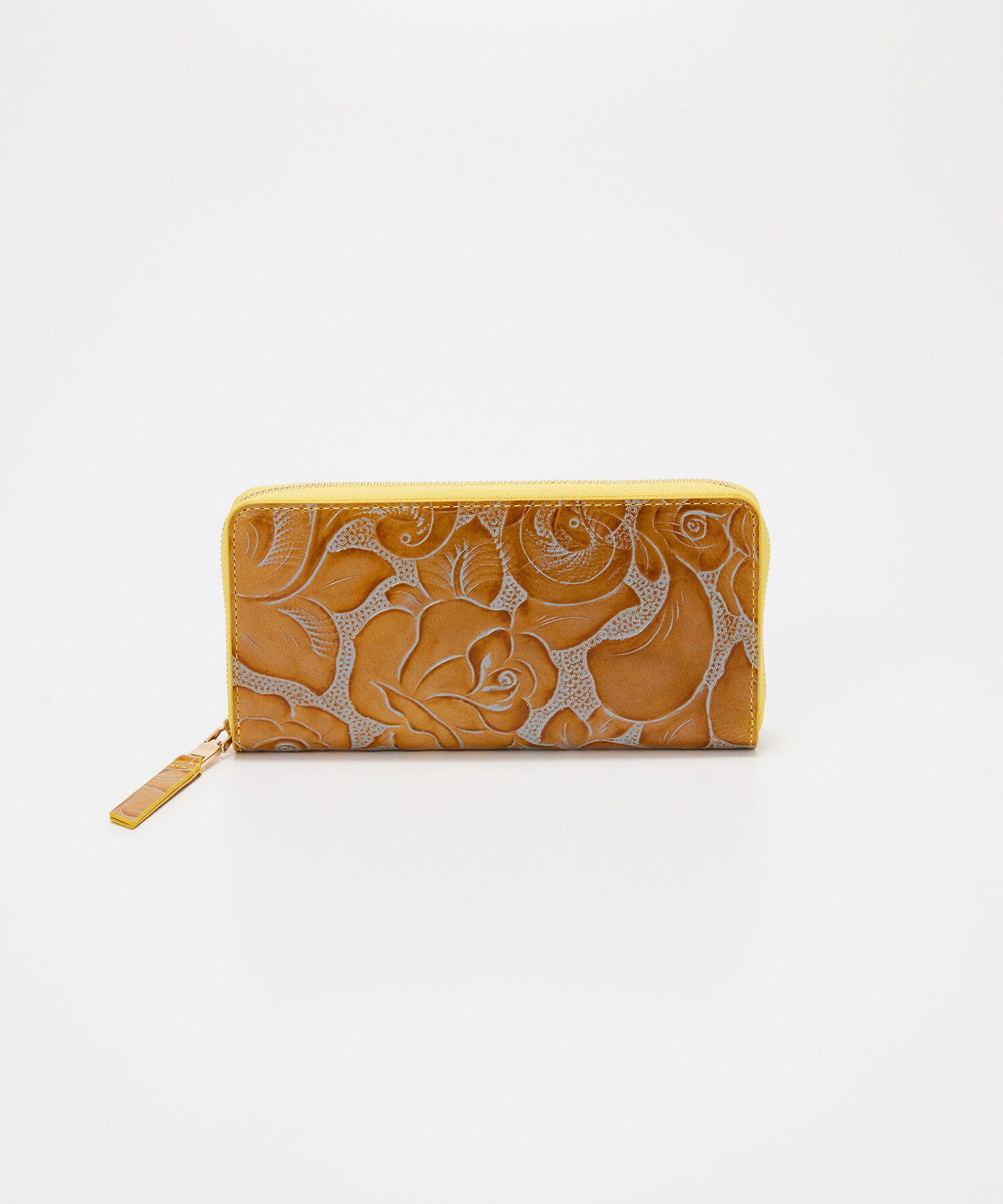 TOPKAPI BREATH「【TREASURE TOPKAPI】ローズエンボス ツヤ レザー ラウンドファスナー 長財布」|財布|イエロー