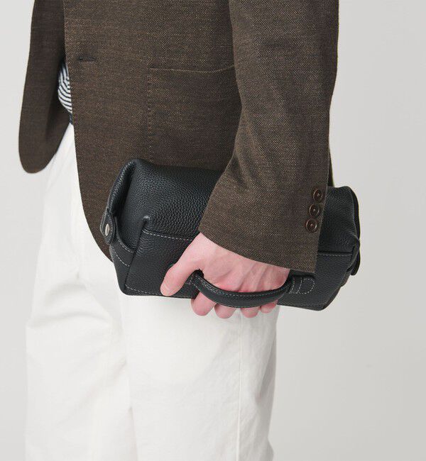 UNITED ARROWS「レザー スクエアクラッチバッグ（ポーチ）」|クラッチバッグ|BLACK