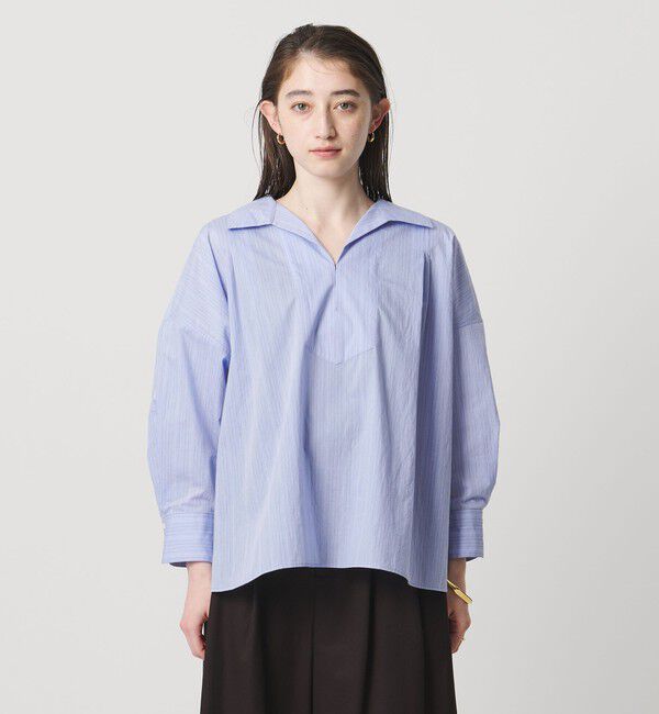 UNITED ARROWS「スキッパー プルオーバー 8分袖 シャツ」|シャツ・ブラウス|