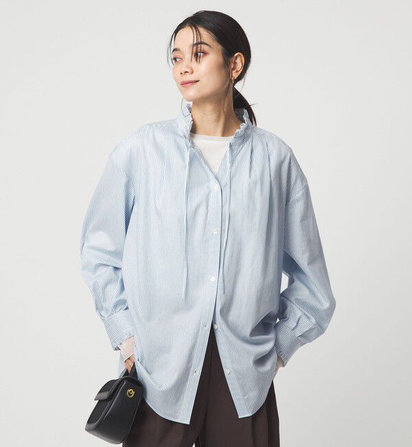 UNITED ARROWS green label relaxing「［size SHORTあり］フリルネック ブラウス」|シャツ・ブラウス|