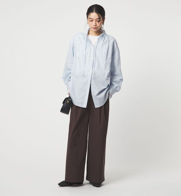 UNITED ARROWS green label relaxing「［size SHORTあり］フリルネック ブラウス」|シャツ・ブラウス|