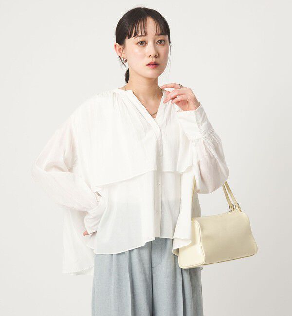 UNITED ARROWS green label relaxing「［size SHORTあり］ボイル レイヤー ギャザー ブラウス」|シャツ・ブラウス|WHITE