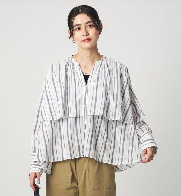 UNITED ARROWS green label relaxing「［size SHORTあり］ボイル レイヤー ギャザー ブラウス」|シャツ・ブラウス|