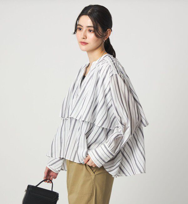 UNITED ARROWS green label relaxing「［size SHORTあり］ボイル レイヤー ギャザー ブラウス」|シャツ・ブラウス|