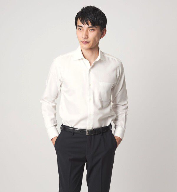 UNITED ARROWS green label relaxing「コットン フレンチツイル ワイドカラー ドレスシャツ -形態安定-」|シャツ・ブラウス|WHITE