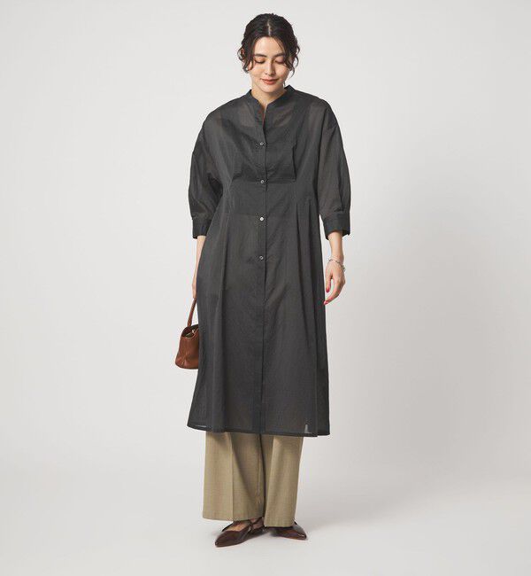 UNITED ARROWS green label relaxing「シアー ストライプ シャツワンピース」|ワンピース|BLACK