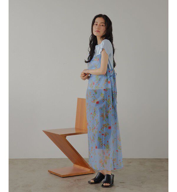 EMMEL REFINES「＜EMMEL REFINES＞EM フラワープリント シアー キャミ ワンピース」|ワンピース|LT.BLUE