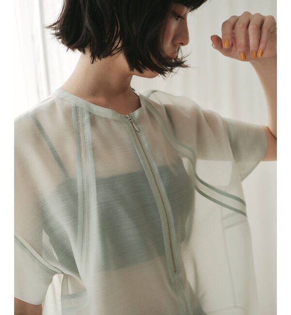 EMMEL REFINES「＜EMMEL REFINES＞EM シアー 2WAY ジップ ブラウス」|シャツ・ブラウス|LIME