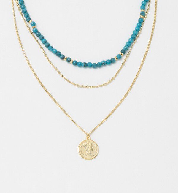 UNITED ARROWS green label relaxing「3WAY ターコイズカラー＆コイン ネックレス」|ネックレス|