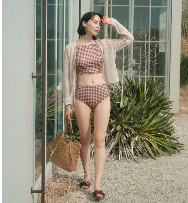 UNITED ARROWS green label relaxing「ハイネックビスチェ チェック柄 A スイムウェア / 水着」|スポーツ|WINE