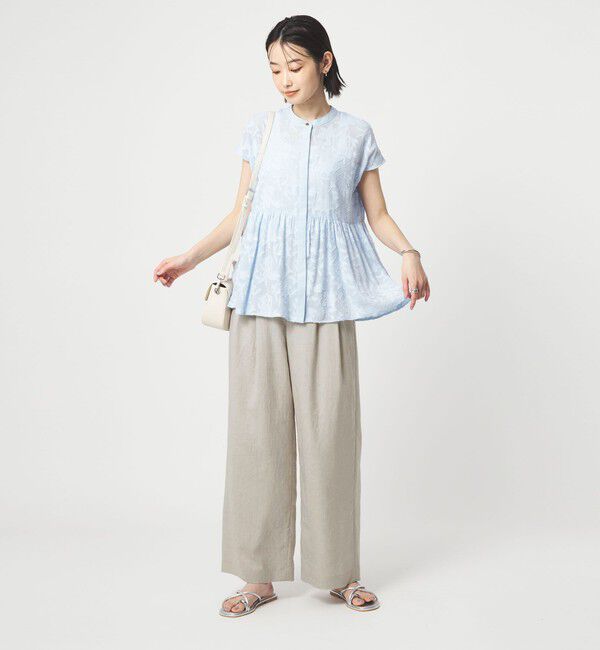 UNITED ARROWS green label relaxing「［size SHORT/TALLあり］ライト リネンライク タック ワイドパンツ UVカット 通気性」|スラックス|