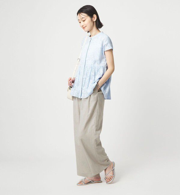 UNITED ARROWS green label relaxing「［size SHORT/TALLあり］ライト リネンライク タック ワイドパンツ UVカット 通気性」|スラックス|