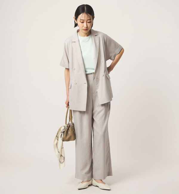 UNITED ARROWS green label relaxing「［size SHORT/TALLあり］ライト リネンライク タック ワイドパンツ UVカット 通気性」|スラックス|