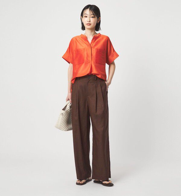 UNITED ARROWS green label relaxing「［size SHORT/TALLあり］ライト リネンライク タック ワイドパンツ UVカット 通気性」|スラックス|