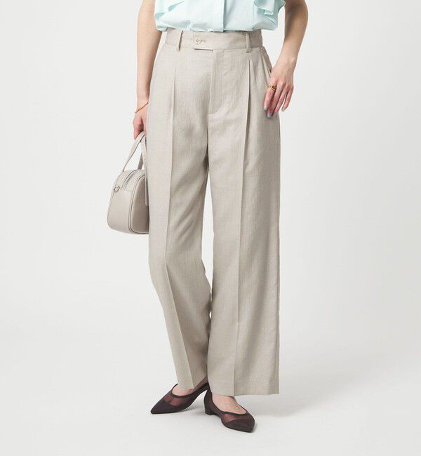 UNITED ARROWS green label relaxing「［size SHORT/TALLあり］ライト リネンライク ストレート パンツ UVカット 通気性」|スラックス|NATURAL