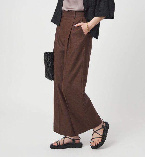 UNITED ARROWS green label relaxing「［size SHORT/TALLあり］ライト リネンライク ストレート パンツ UVカット 通気性」|スラックス|