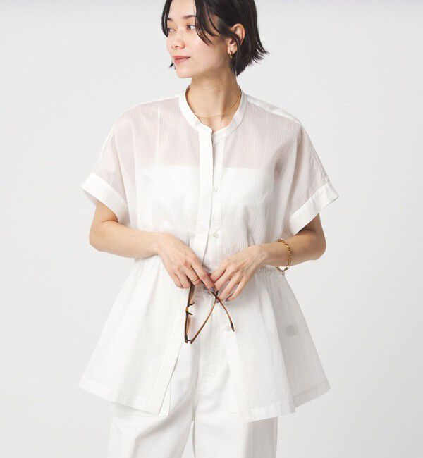 UNITED ARROWS green label relaxing「【結論シリーズ】ギャザーハイウエストブラウス［size SHORTあり］」|シャツ・ブラウス|