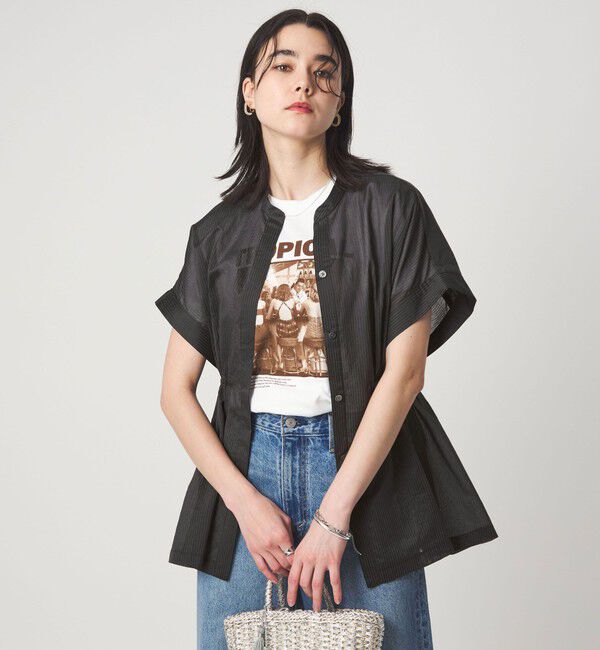 UNITED ARROWS green label relaxing「【結論シリーズ】ギャザーハイウエストブラウス［size SHORTあり］」|シャツ・ブラウス|BLACK