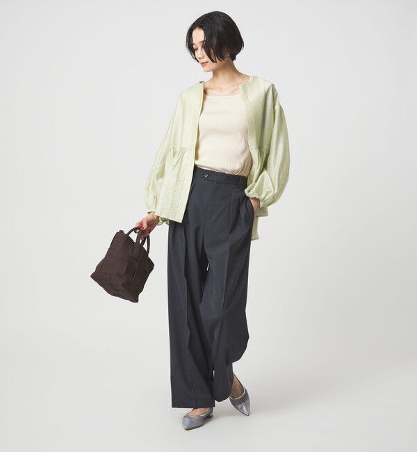 UNITED ARROWS green label relaxing「ブライトリブ デコルテ フレンチスリーブ プルオーバー カットソー」|Tシャツ・カットソー|