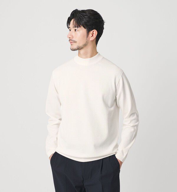 BEAUTY&YOUTH UNITED ARROWS「【WEB限定 WARDROBE SMART】KOUKIN ハイゲージ ニット モックネック【抗菌・防臭】」|ニット・セーター|WHITE