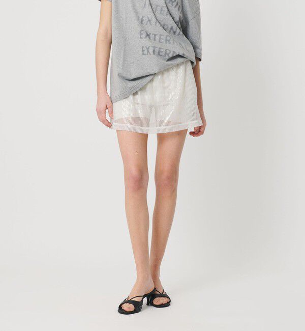 ATTISESSION「＜ATTISESSION＞スパンコール ミニスカート」|スカート|OFF WHITE