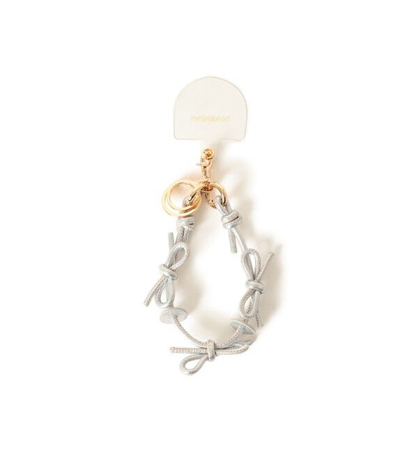 Ray BEAMS 「【WEB限定】Hashibami / レザー リボン スマホハンドストラップ」|チャーム・キーホルダー|SILVER