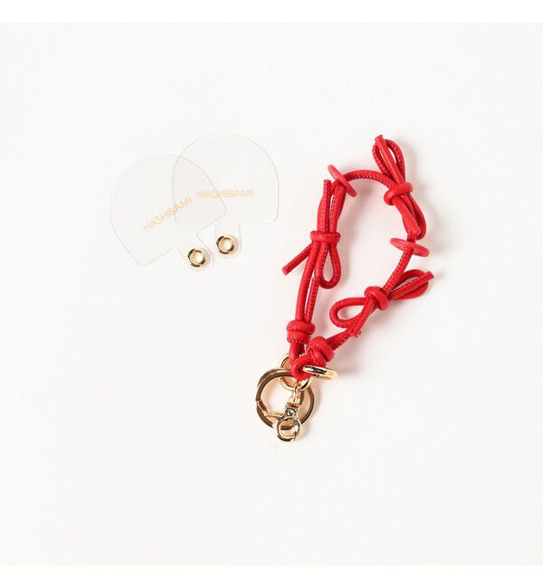 Ray BEAMS 「【WEB限定】Hashibami / レザー リボン スマホハンドストラップ」|チャーム・キーホルダー|