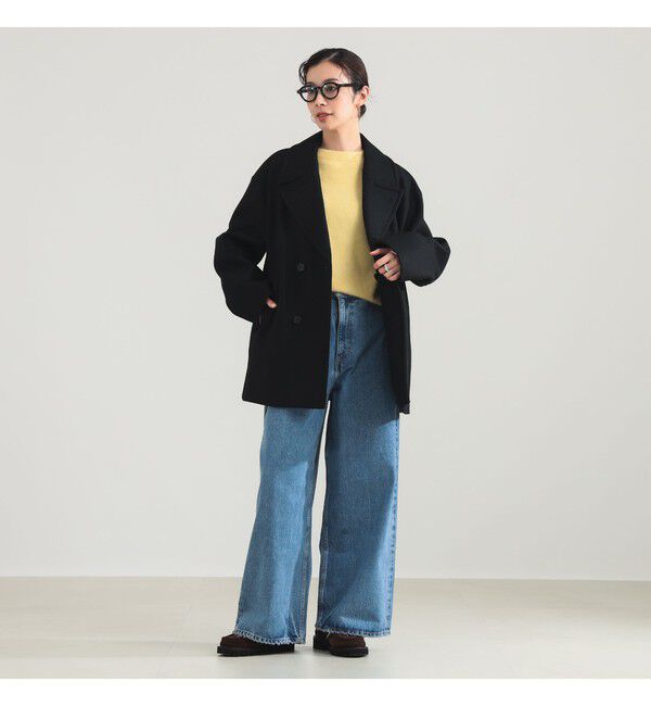 Demi-Luxe BEAMS 「ATON / メルトン ダブル ショートコート」|ブルゾン・スタジャン|BLACK