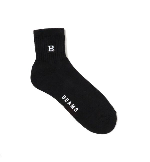 BEAMS「B パッチ ショートソックス」|ソックス|BLACK