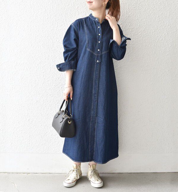 SHIPS any「SHIPS any:〈洗濯機可能〉デニム ブザム シャツ ワンピース［SHIPS any DENIM］」|ワンピース|ネイビー