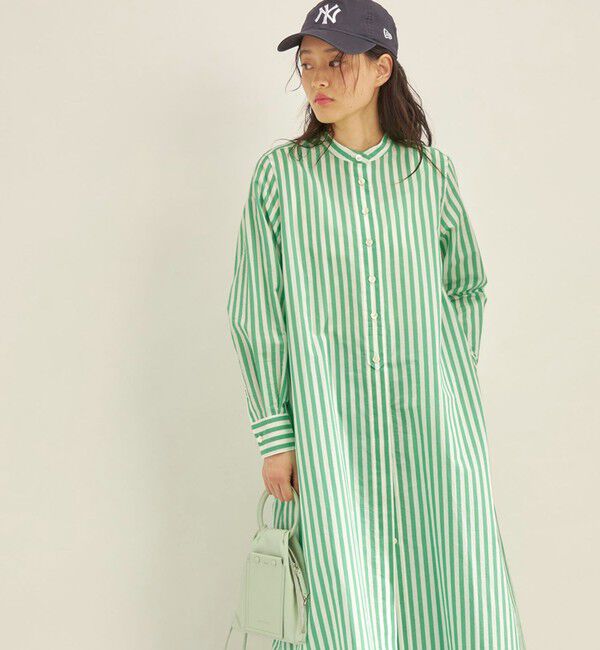 SHIPS for women「〈手洗い可能〉MANTECO カラー ストライプ ワンピース」|ワンピース|