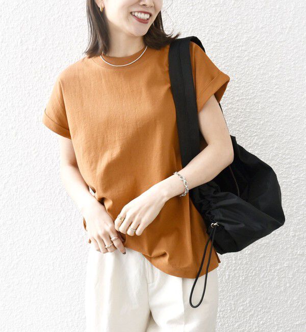 SHIPS any「SHIPS any:〈抗菌防臭/洗濯機可能〉USAコットン フレンチスリーブ TEE」|Tシャツ・カットソー|キャメル