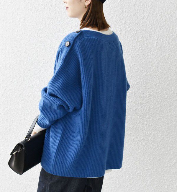 SHIPS any「SHIPS any: AQUA カシミヤ ミックス ボートネック ニット プルオーバー」|ニット・セーター|