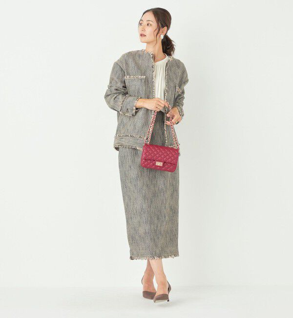 SHIPS Colors 「SHIPS Colors:〈手洗い可能〉ツイード タック タイト スカート（セットアップ対応可能）」|タイト|