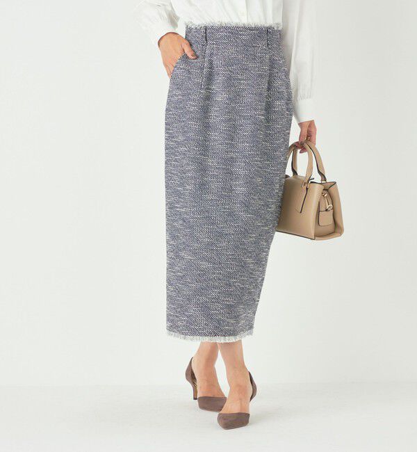 SHIPS Colors 「SHIPS Colors:〈手洗い可能〉ツイード タック タイト スカート（セットアップ対応可能）」|タイト|