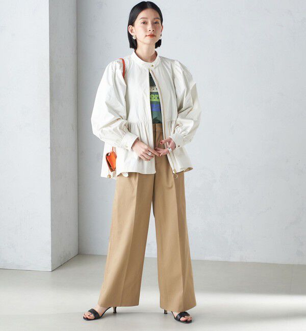 SHIPS for women「〈手洗い可能〉割繊 ナイロン スタンドカラー ギャザー ブルゾン◇」|ブルゾン・スタジャン|