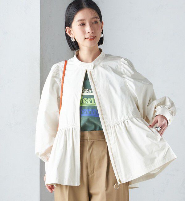 SHIPS for women「〈手洗い可能〉割繊 ナイロン スタンドカラー ギャザー ブルゾン◇」|ブルゾン・スタジャン|