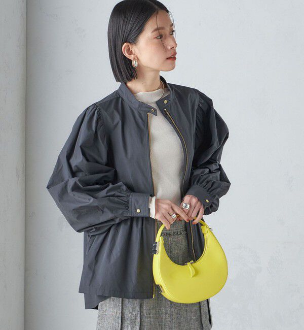 SHIPS for women「〈手洗い可能〉割繊 ナイロン スタンドカラー ギャザー ブルゾン◇」|ブルゾン・スタジャン|