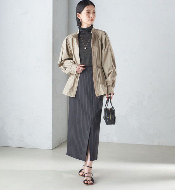 SHIPS for women「〈手洗い可能〉割繊 ナイロン スタンドカラー ギャザー ブルゾン◇」|ブルゾン・スタジャン|