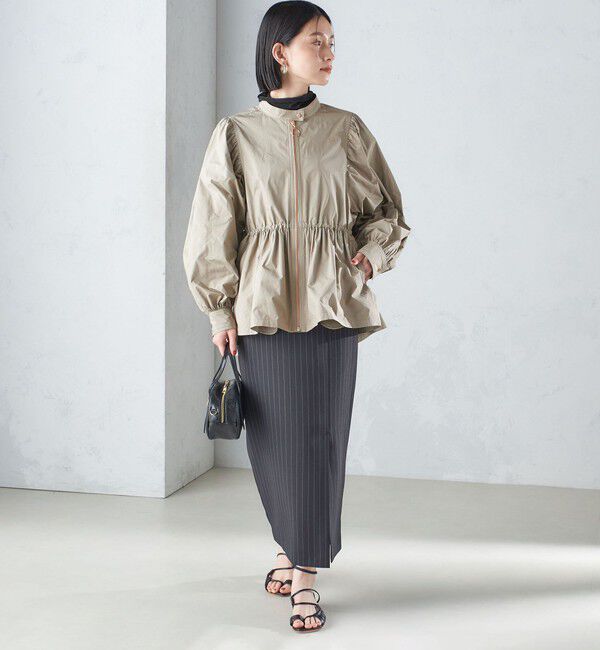 SHIPS for women「〈手洗い可能〉割繊 ナイロン スタンドカラー ギャザー ブルゾン◇」|ブルゾン・スタジャン|