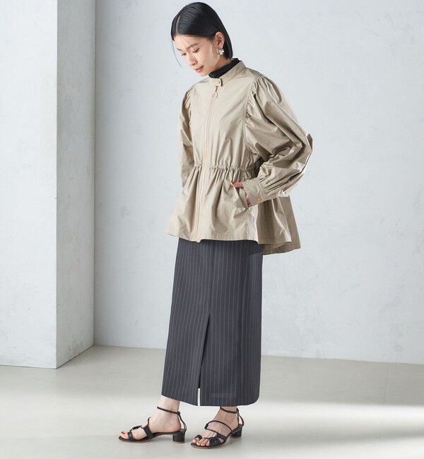 SHIPS for women「〈手洗い可能〉割繊 ナイロン スタンドカラー ギャザー ブルゾン◇」|ブルゾン・スタジャン|