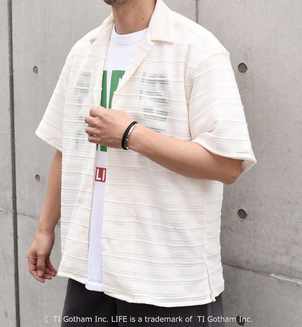 SHIPS any「SHIPS any: マルチパターン オープンカラー メッシュ シアー シャツ◇」|シャツ・ブラウス|ホワイト