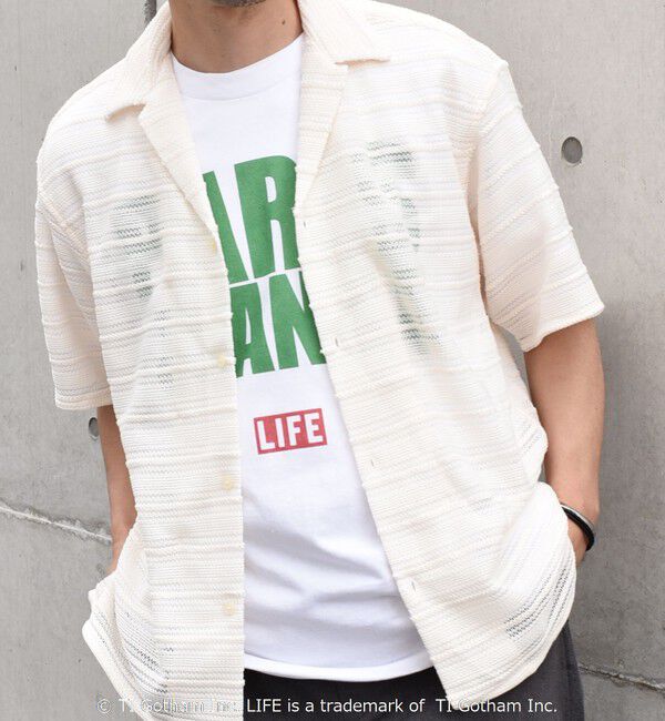 SHIPS any「SHIPS any: マルチパターン オープンカラー メッシュ シアー シャツ◇」|シャツ・ブラウス|