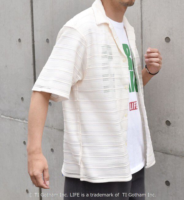 SHIPS any「SHIPS any: マルチパターン オープンカラー メッシュ シアー シャツ◇」|シャツ・ブラウス|