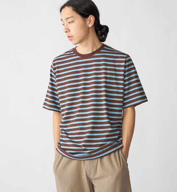 SHIPS「SHIPS: カスリ マルチ ボーダー Tシャツ」|Tシャツ・カットソー|ブラウン