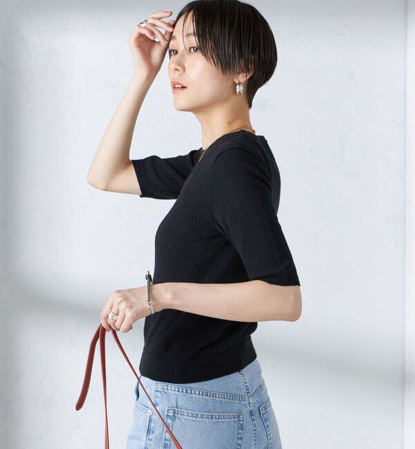 SHIPS for women「〈手洗い可能〉コットン ナイロン リブ ニット TEE」|ニット・セーター|